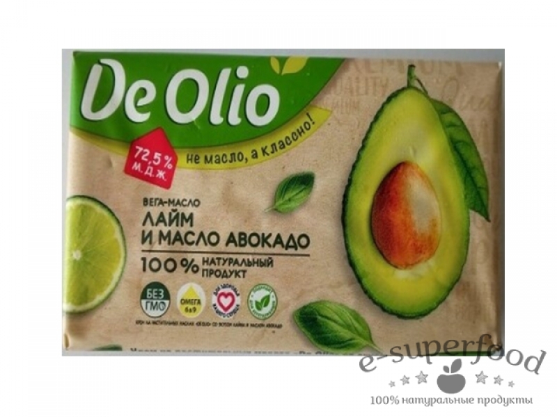 Крем на растительных маслах "лайм и масло авокадо" 72,5%  БРИКЕТ "DE OLIO"