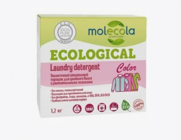 Концентрированный стиральный порошок MOLECOLA для стирки цветного белья 1,2 кг