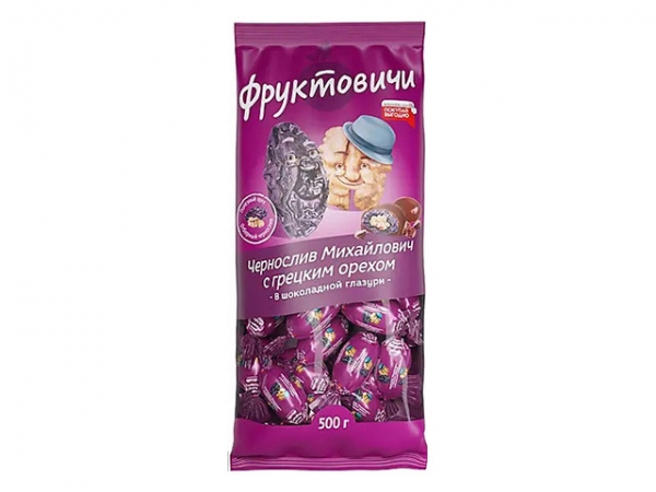 «Фруктовичи», конфета «Чернослив Михайлович» с грецким орехом в шоколадной глазури (упаковка 0,5 кг)