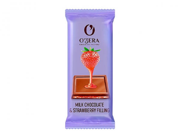 «OZera», молочный шоколад с желейной клубничной начинкой Milk & Strawberry filling, 24 г