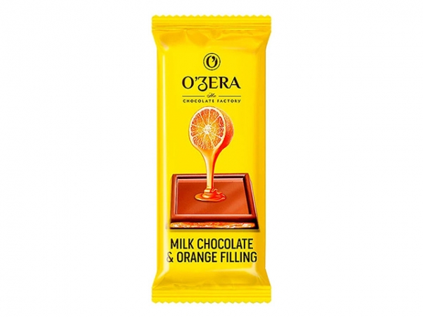 «OZera», молочный шоколад Milk & Orange filling с желейной апельсиновой начинкой, 24 г