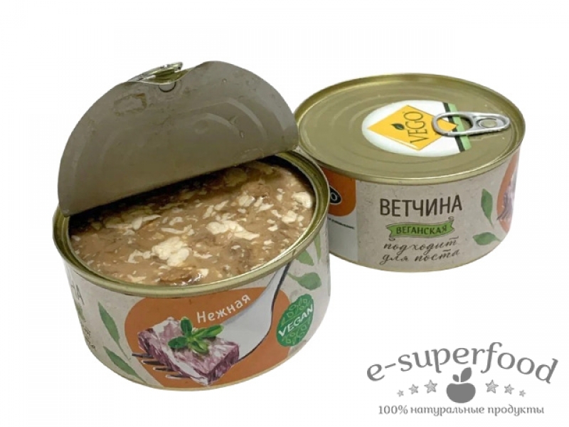Ветчина веганская «Нежная» ж/б 300г, VEGO
