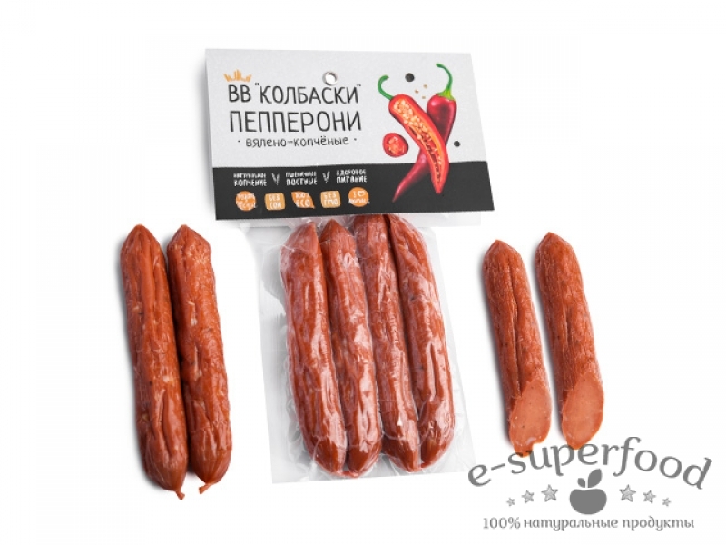 Колбаски вялено-копчёные ПЕППЕРОНИ 120г, Высший Вкус